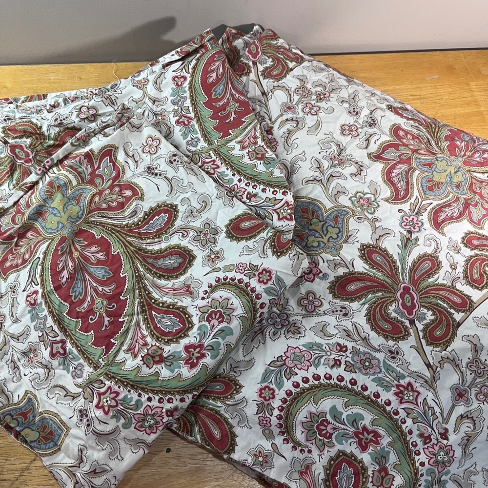 Pottery Barn Duvet Cover Set Full/Queen Red Paisley Vtg Excellent Cotton